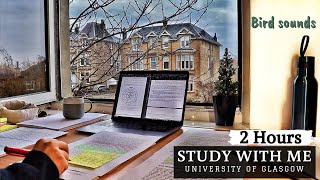 2 HOUR STUDY WITH ME | Background noise, Bird Sounds, Typing Sounds, 10min break, No Music