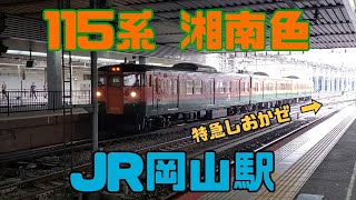 JR西日本　115系 湘南色　　　　　JR四国　特急しおかぜ　岡山駅