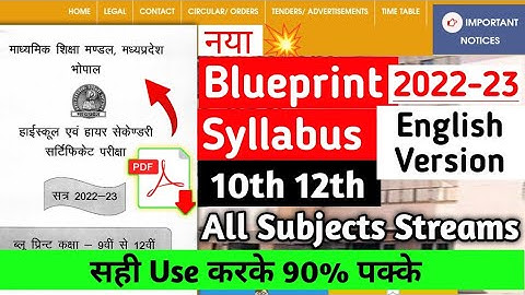 Mpboard Reduced Syllabus Blueprint 2022 in English PDF | mpboard Reduced Syllabus 10th 12th eng pdf