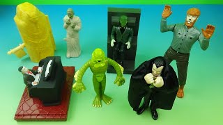 1999 UNIVERSAL MONSTERS set of 6 JACK IN THE BOX COLLECTIBLE MINI FIGURES VIDEO REVIEW