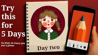 Girl Illustration in Sketchbook App | Digital Art Process – Day 2 Drawing Challenge screenshot 4