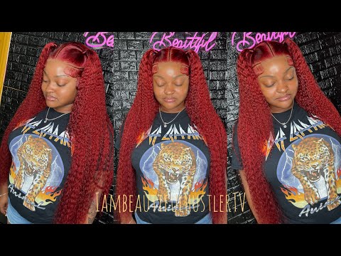 34 Inch SLAY🔥😍RED ❤️Kinky Curly Wig Install With In between Braids & Ponytails🔥🔥🔥| Thebhslay ✨