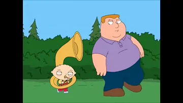 Family Guy Stewie follows fat people with tuba