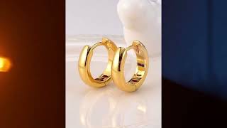 GOLD PLATED HOOP FASHION HUGGIE STUD EARRING