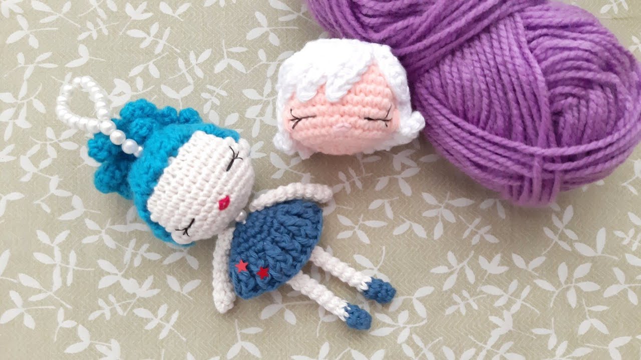 Muñeca Kriss llavero tejido crochet - tejemos cabeza brazos piernas