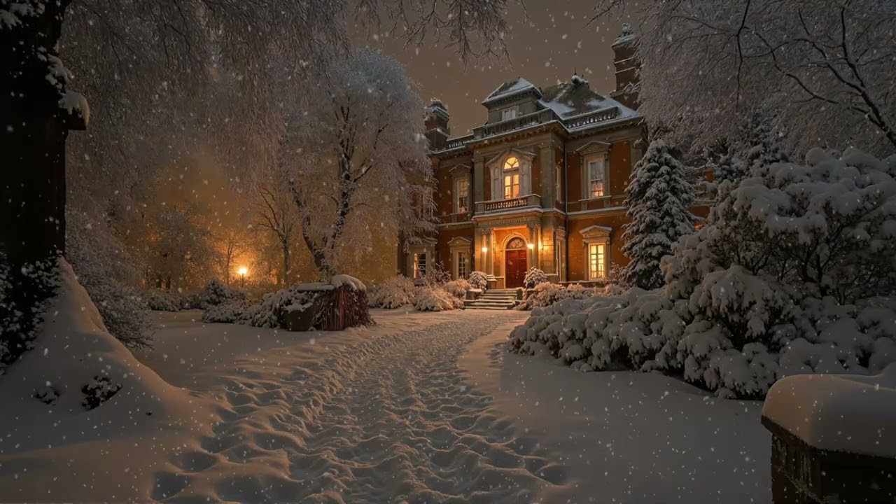 Victorian Winter Manor Ambience | Snowy Night with Some Dark Piano Academia | Writing, Reading