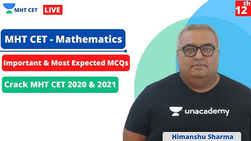 MHT CET Mathematics : Important & Most Expected MCQs | Crack MHT CET 2020 & 2021 |  Mathematics MCQs