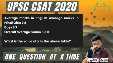 Average marks in English Average marks in Hindi Girls 9 8 | UPSC CSAT 2020 | PYQ | AVISHEK SINHA |