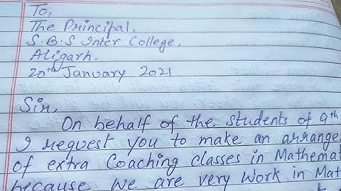 Write an application to the principal of college to make an extra coaching class for the Mathematics