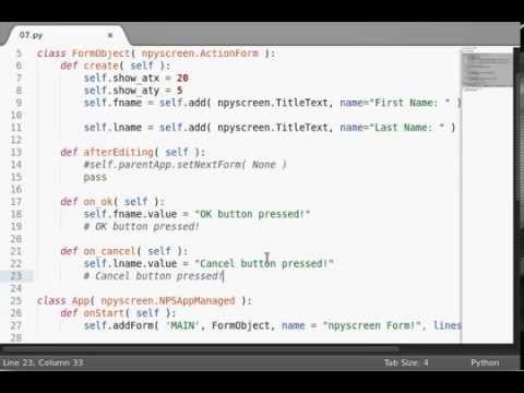 Python [npyscreen] 07 SplitForm and ActionForm - YouTube