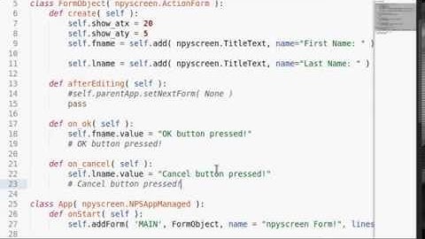 Python [npyscreen] 07 SplitForm and ActionForm