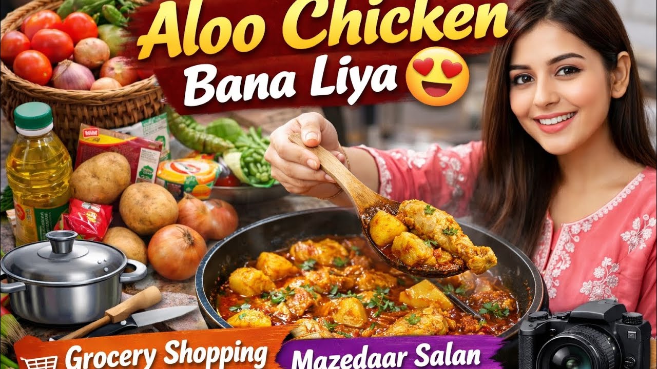 Aloo Chicken Curry Vlog 😍 | Ghar Ki Simple Grocery + Tasty Dinner Routine | Sitara ki Story 