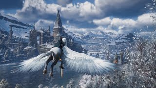 Hogwarts Legacy Beautiful Winter Free Roam Broom and Hippogriff Flying Exploration [2K 60FPS PC]