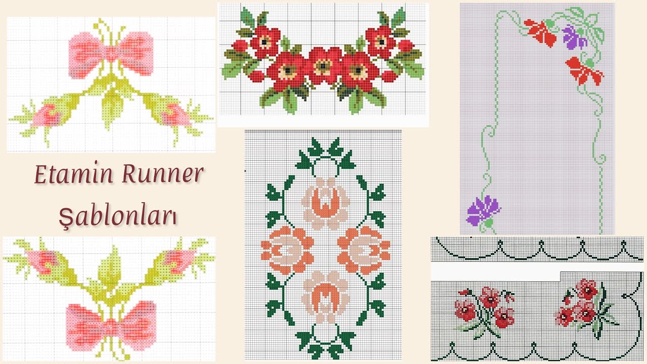 Runner Ve Masa Örtülerinizi 🌸Süsleyecek✨ Çok Güzel Etamin Şablonları