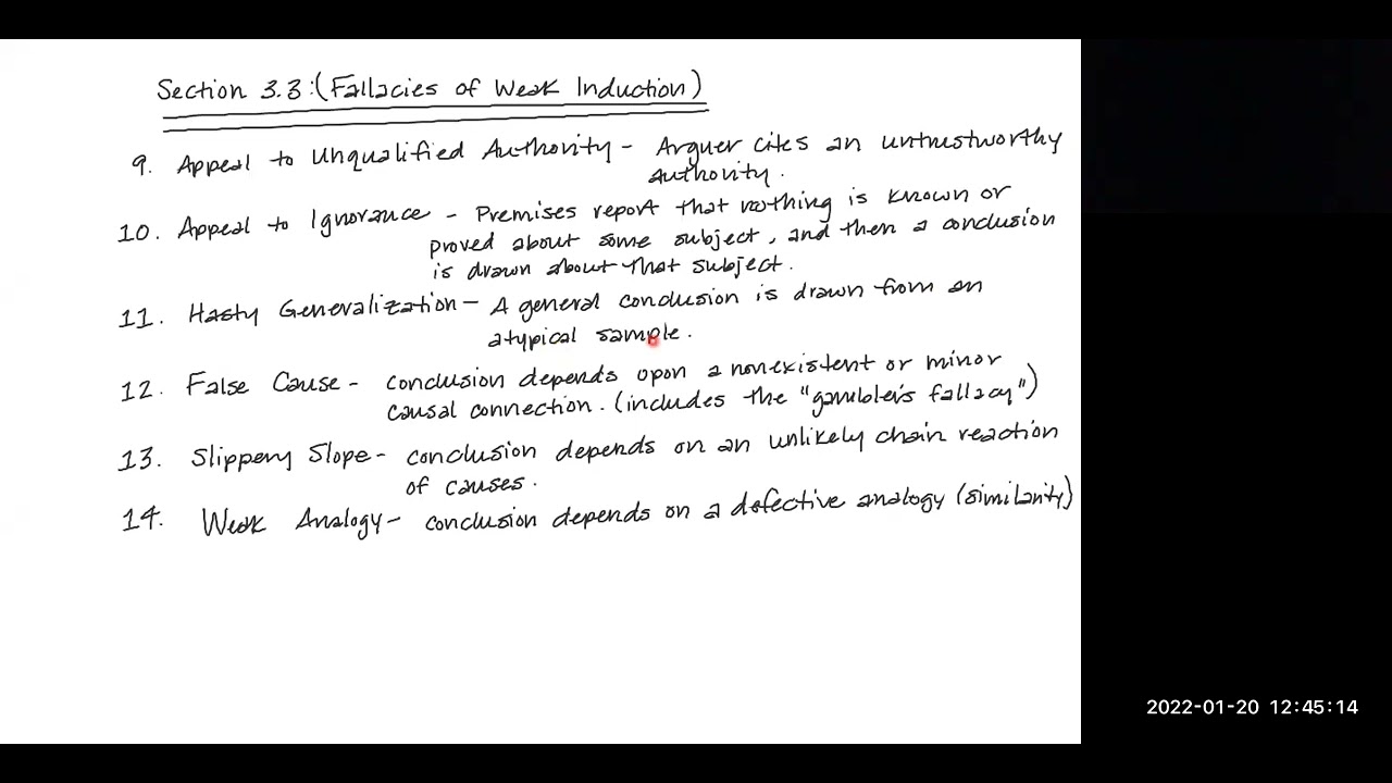 Section 3.3 Fallacies of Weak Induction - YouTube