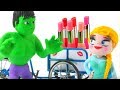 FROZEN ELSA NEW LIPSTICK  ❤ Spiderman, Hulk & Frozen Elsa Play Doh Cartoons For Kids