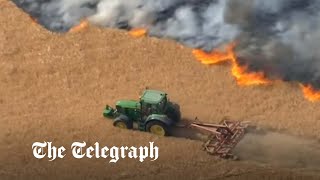 Heroic farmer ploughs through crops to prevent fire spreading at Kent farm