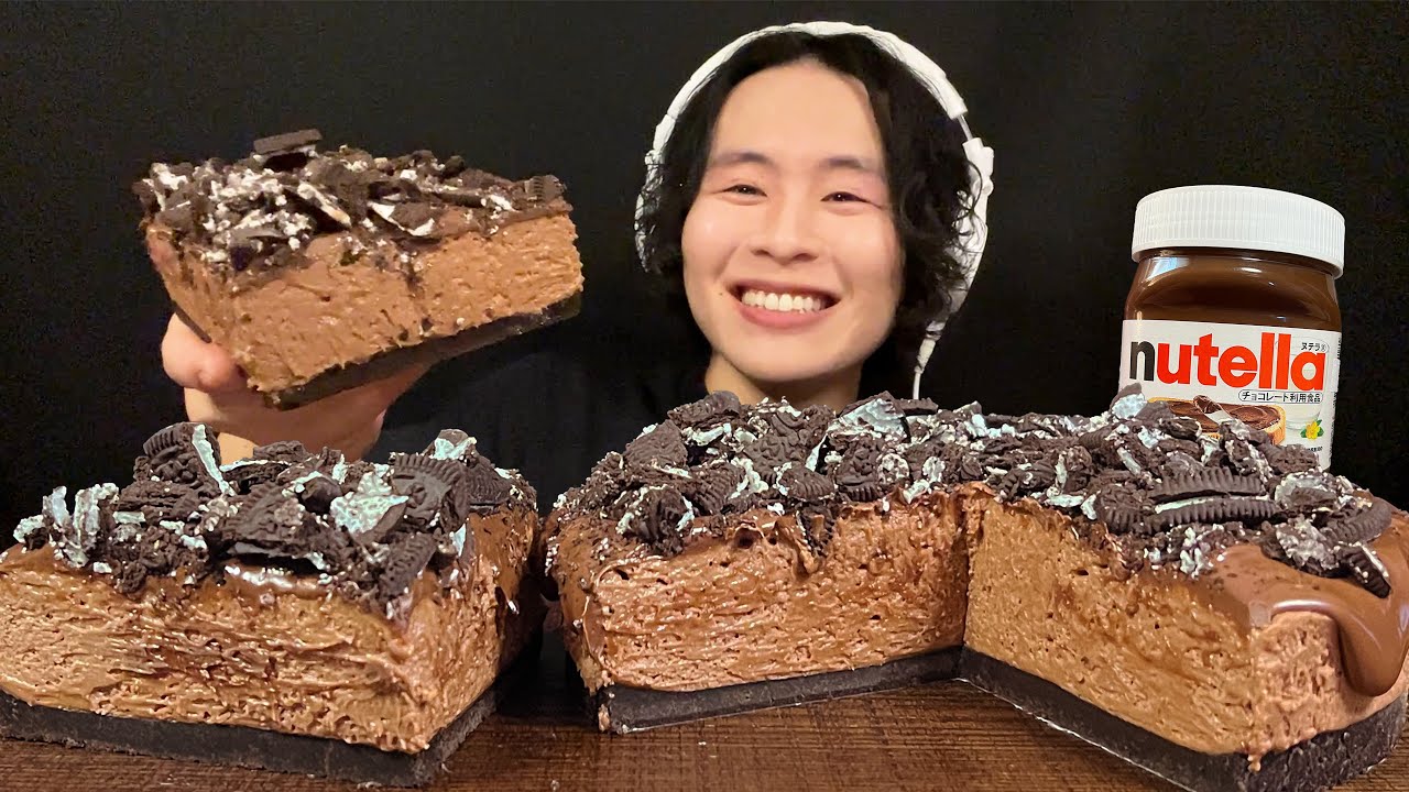 ASMR ヌテラチーズケーキ‼️【咀嚼音/mukbang/Eating Sounds】