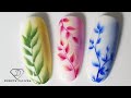 One stroke for beginners with ombre gel polish. Leaves nail art