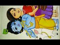 A beautiful painting of little Krishna and Radha from little Krishna