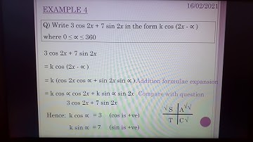 Higher Maths Wave Function - Example with kcos(2x-a)
