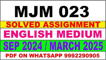 MJM 23 solved assignment 2024-25 | MJM 23 solved assignment in english 2023-24 | MJM 23 2024