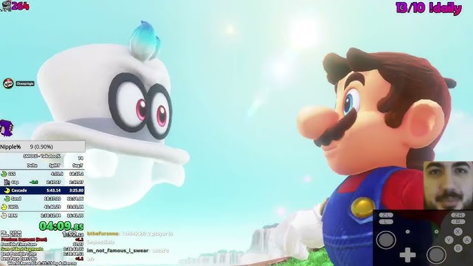 Super Mario eye-tracker nipple% speedrun sees r reset every