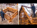 Building A Warm Winter Shelter For Survival In The Wild Woods