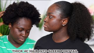 #4CHAIR | Very Thick 4C Hair Into A Sleek Ponytail | Wash To Style  Detailed Beginner Friendly