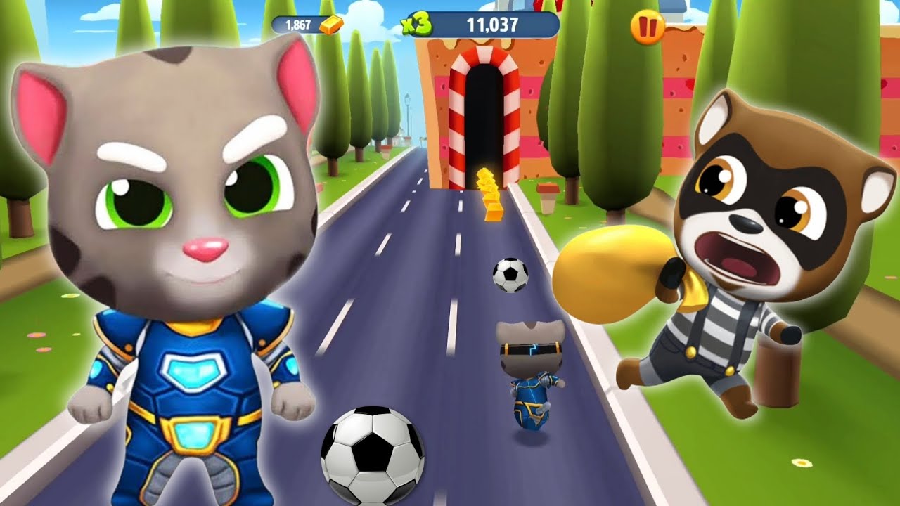 Talking Tom Gold Run Football - Hyper Tom - Full Screen Gameplay ...