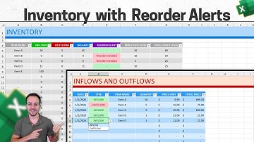 Excel Inventory with Automatic stock tracking, Reorder alerts and Purchases and Sales | How to