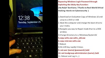Windows Login Bypass via Sticky Keys