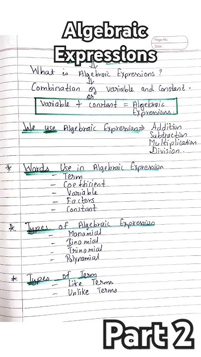 Algebraic Expressions Part 2 Mathematics|Types of Algebraic Expressions ...