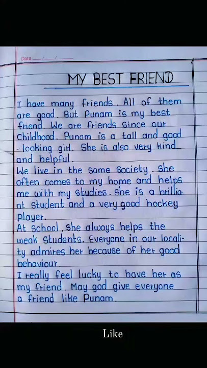 my best friend essay || handwriting || improve handwriting || #englishessay #essaywriting #ytshorts