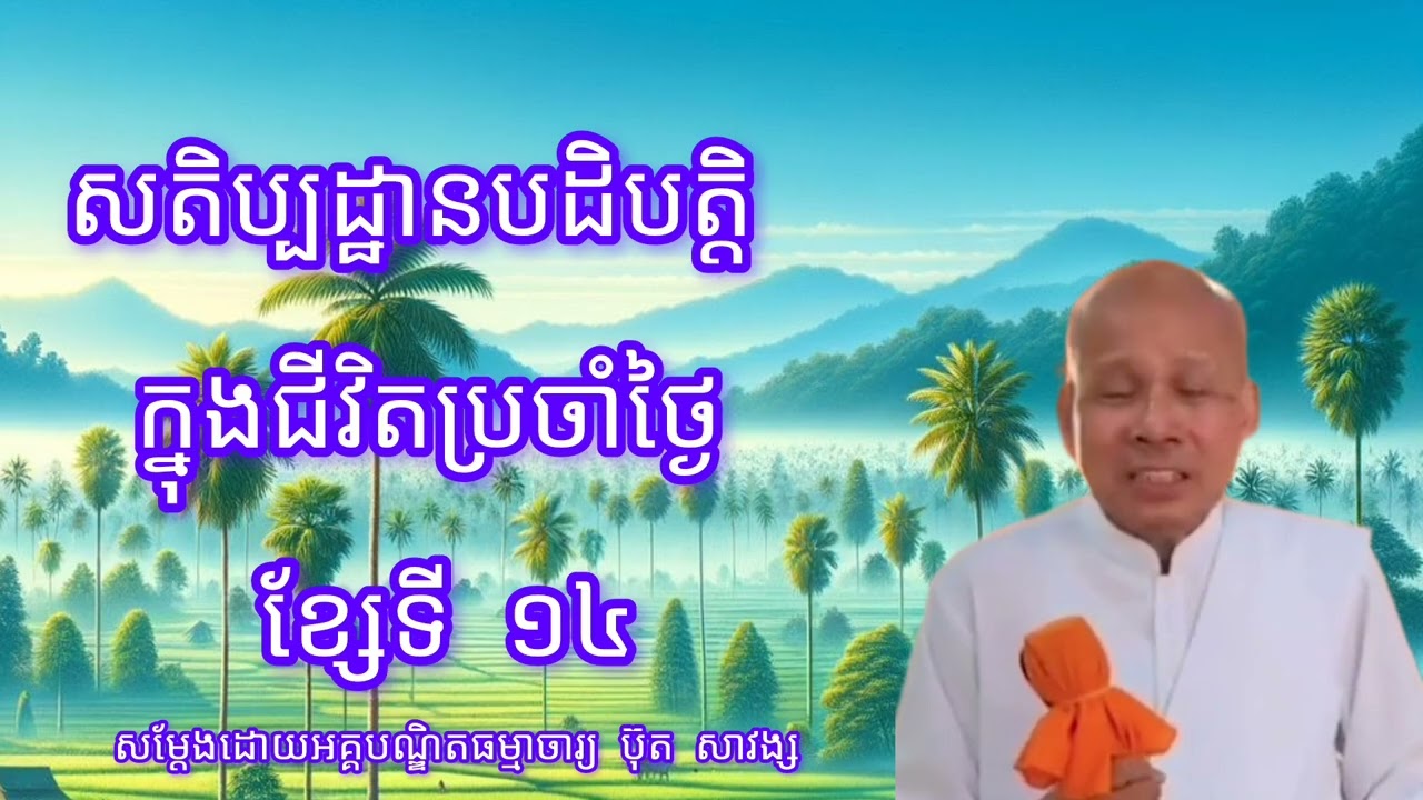 សតិប្បដ្ឋានបដិបត្តិក្នុងជីវិតប្រចាំថ្ងៃខ្សែទី១៤-សម្តែងដោយលោកគ្រូអគ្គបណ្ឌិត ប៊ុត សាវង្ស