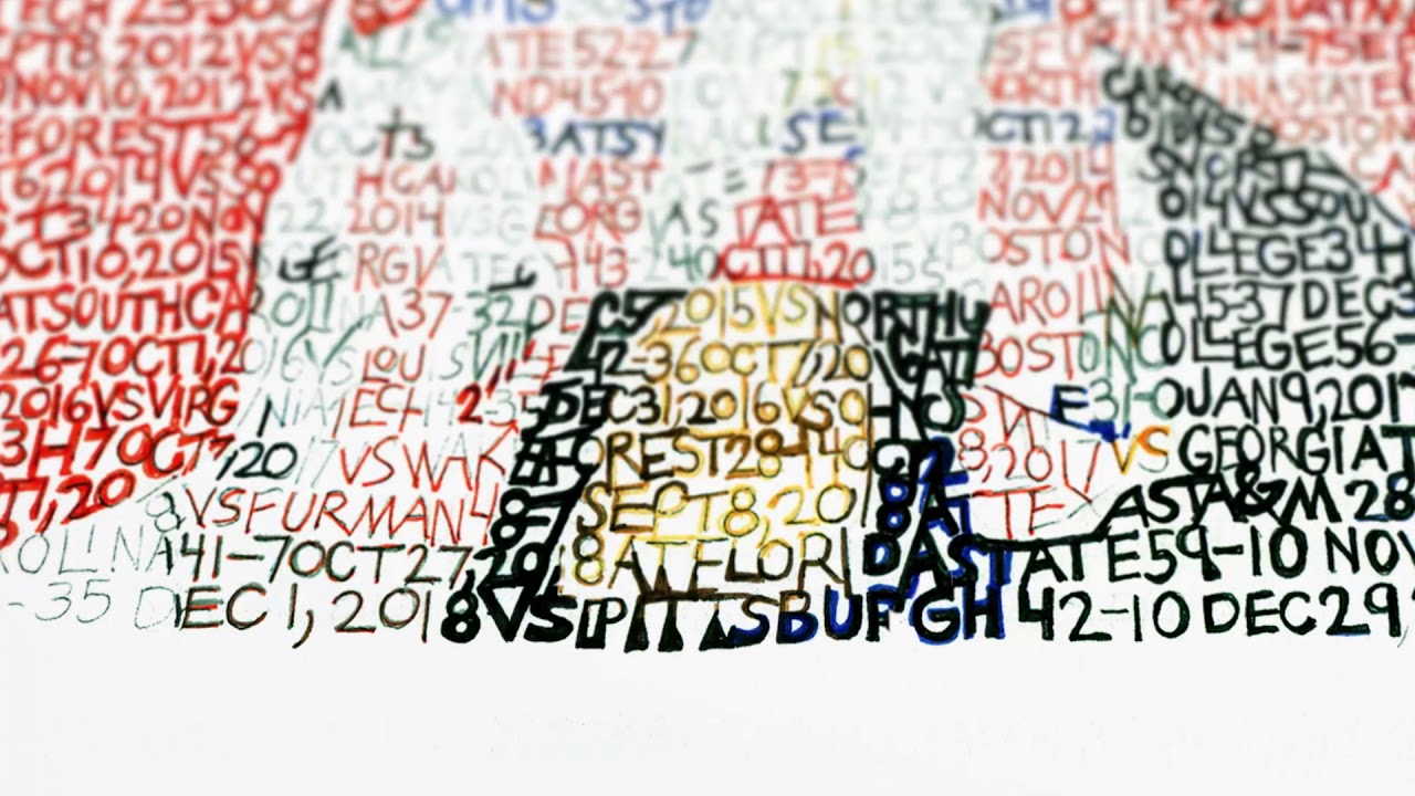 Memorial Stadium Word Art A Detail Video Of Every Win In Clemson Tigers History