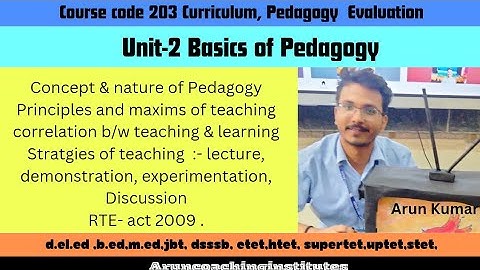 Basics of Pedagogy/ Unit -2 /CPE course code- 203/Maxims of teaching/RTE- act 2009/2nd year D.el.ed
