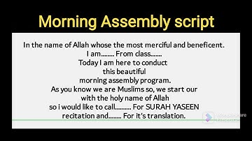 School Morning Assembly script in English /Amna-Abid