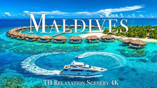 Maldives 4K Video Ultra HD | Turquoise Lagoon, White Sand & Overwater Villas | Piano Music screenshot 5