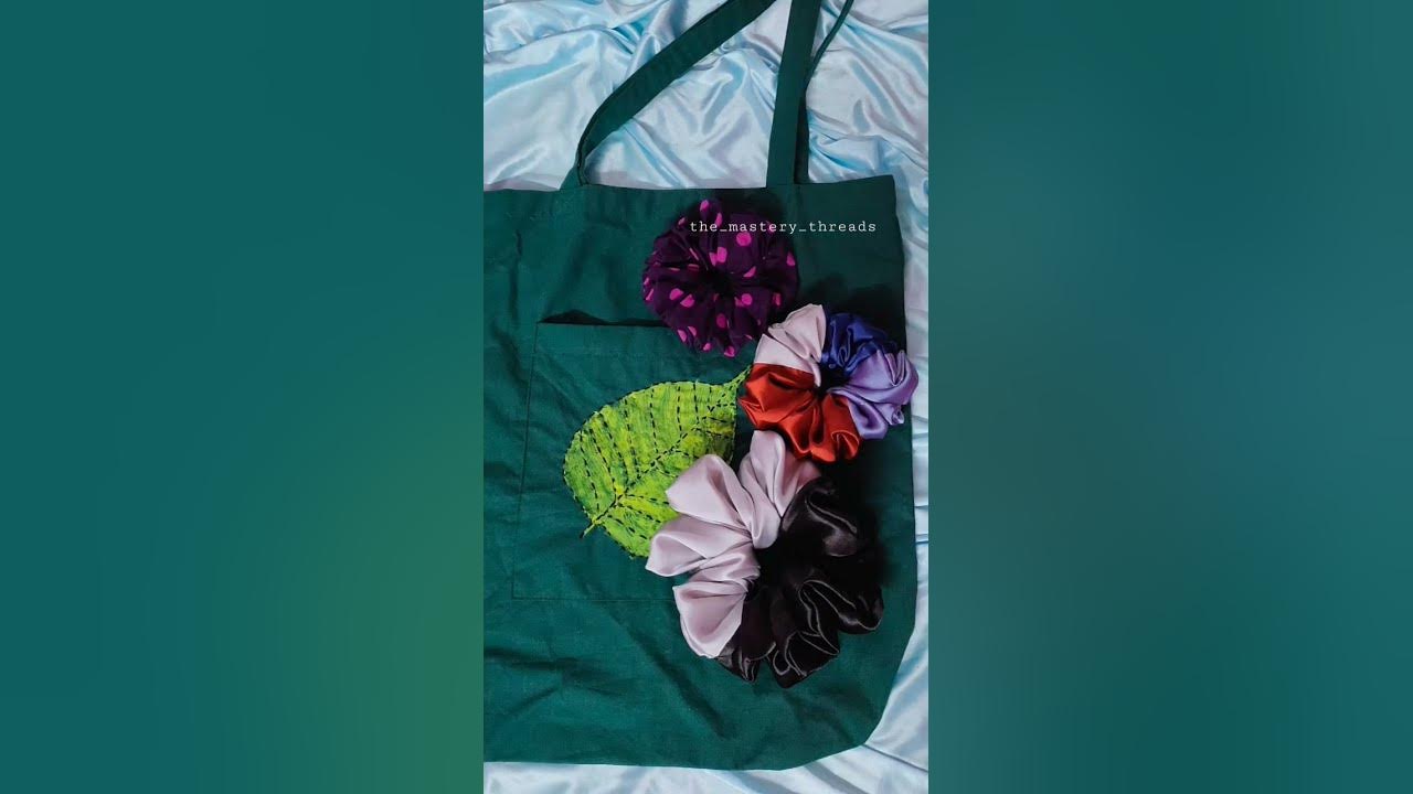Hand embroidery Tote bag & scrunchies..Check out my IG  for more..#embroidery #scrunchies #handmade