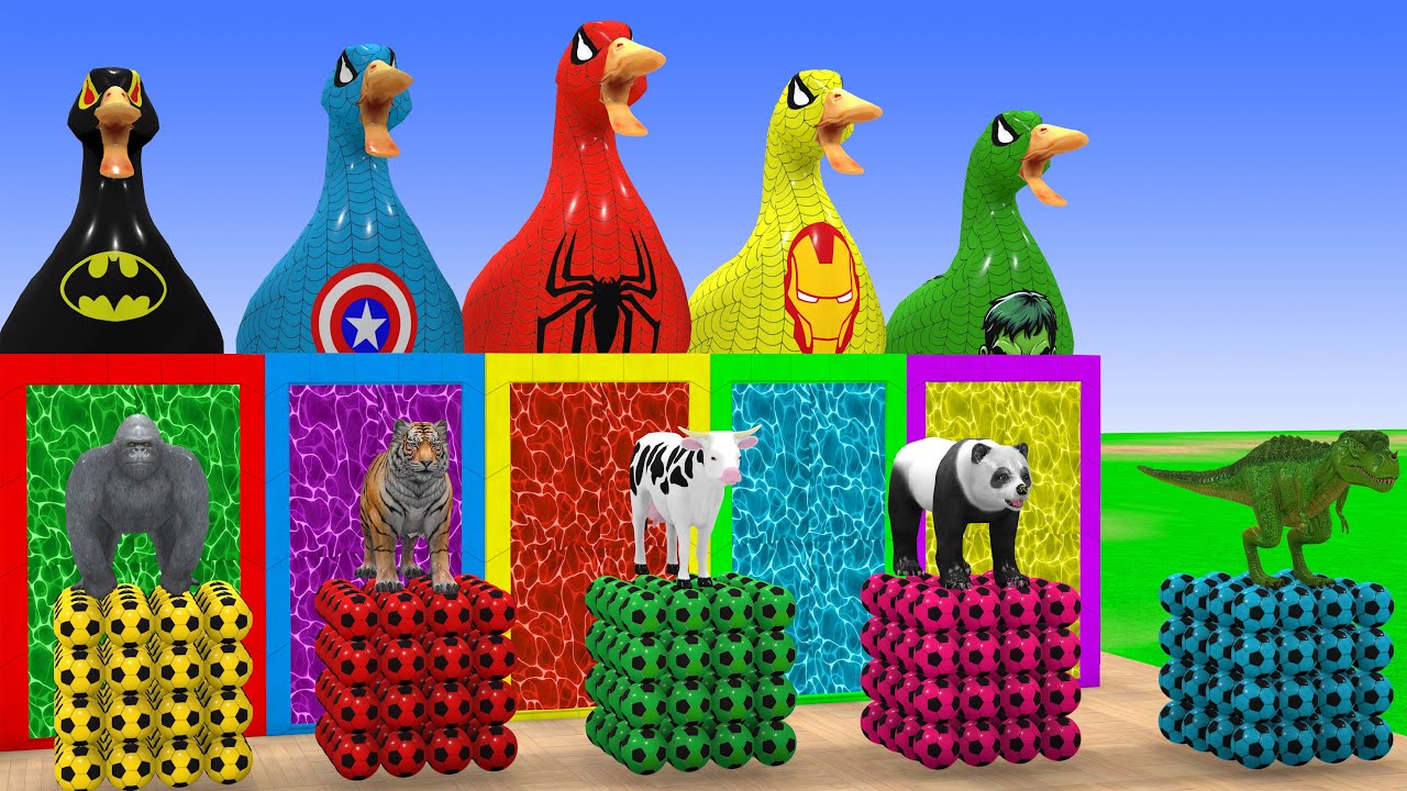 Long Slide Game With Cow Elephant Gorilla Hippopotamus Tiger 3d Animal Game Funny 3d Animals