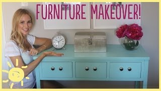 DIY | Furniture Makeover (Easy How To!!) Watch me transform this dark dull console into a stunning set piece with some Tiffany blue paint and a little love!! I will show you how