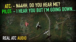 Airplane CRASHED AFTER ENGINE FAILURE. Diamond DA40, N44HH. REAL ATC