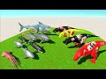T REX SUPERMAN DEATH RUN HUNTING KING SHARK AQUATICS - Animal Revolt Battle Simulator