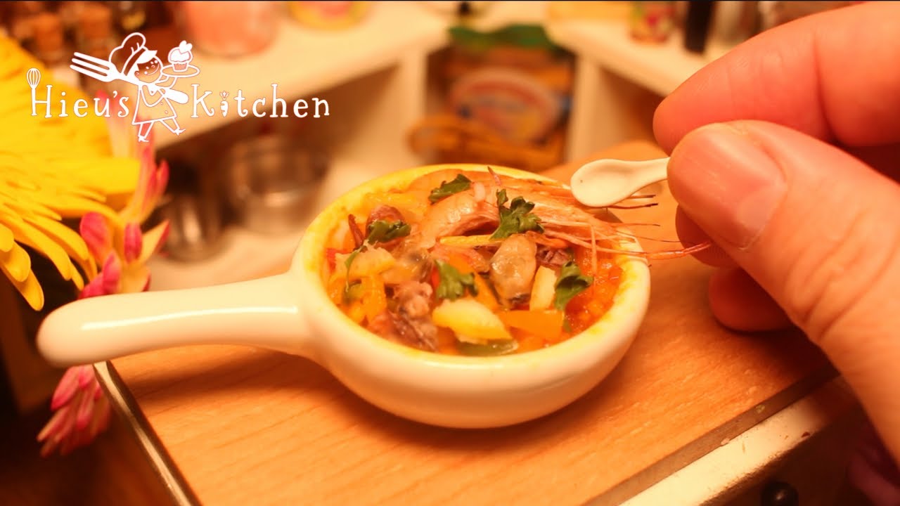 #53 本格ミニチュア料理、パエリア。もちろん食べられる│Miniature cooking -paella │Miniature Hieu’s kitchen
