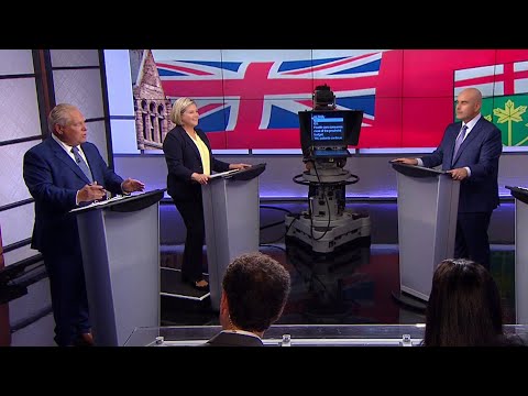 Ontario election debate: Ford, Horwath and Del Duca square off