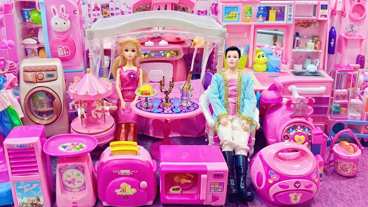 19 Minutes Satisfying with Unboxing Barbie Princess Pink Kitchen, Rock Bed Play Set Review Toys｜ASMR