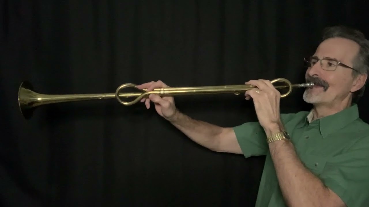 Rare Couesnon Military Fanfare/Ceremonial Natural Eb Trumpet Reproduction of “Trompette a l’angle”.