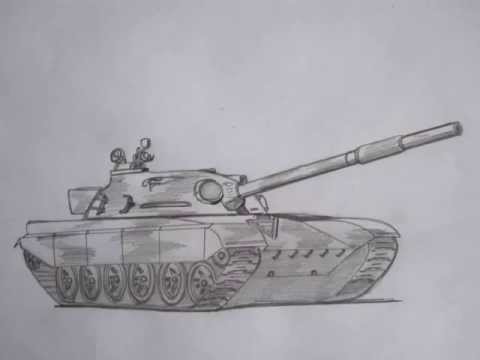 How to draw military vehicles: Soviet T-72 tank - YouTube