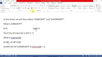 What is Subscript and Superscript in MS WORD in urdu